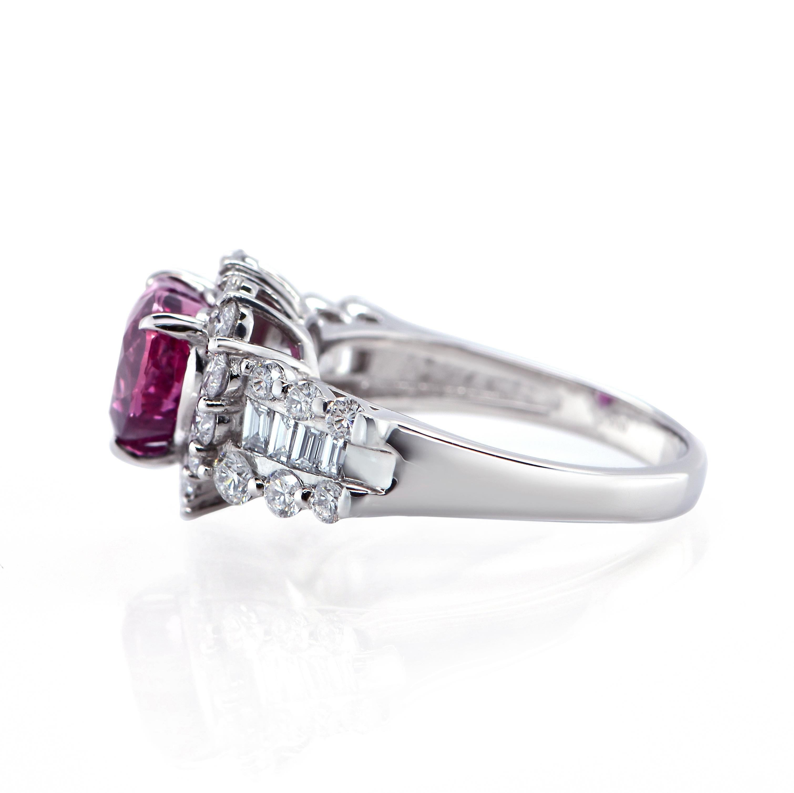 3.04 Carat Unheated (Natural), Heart-Cut Purple Sapphire Ring made in Platinum In New Condition For Sale In Tokyo, JP