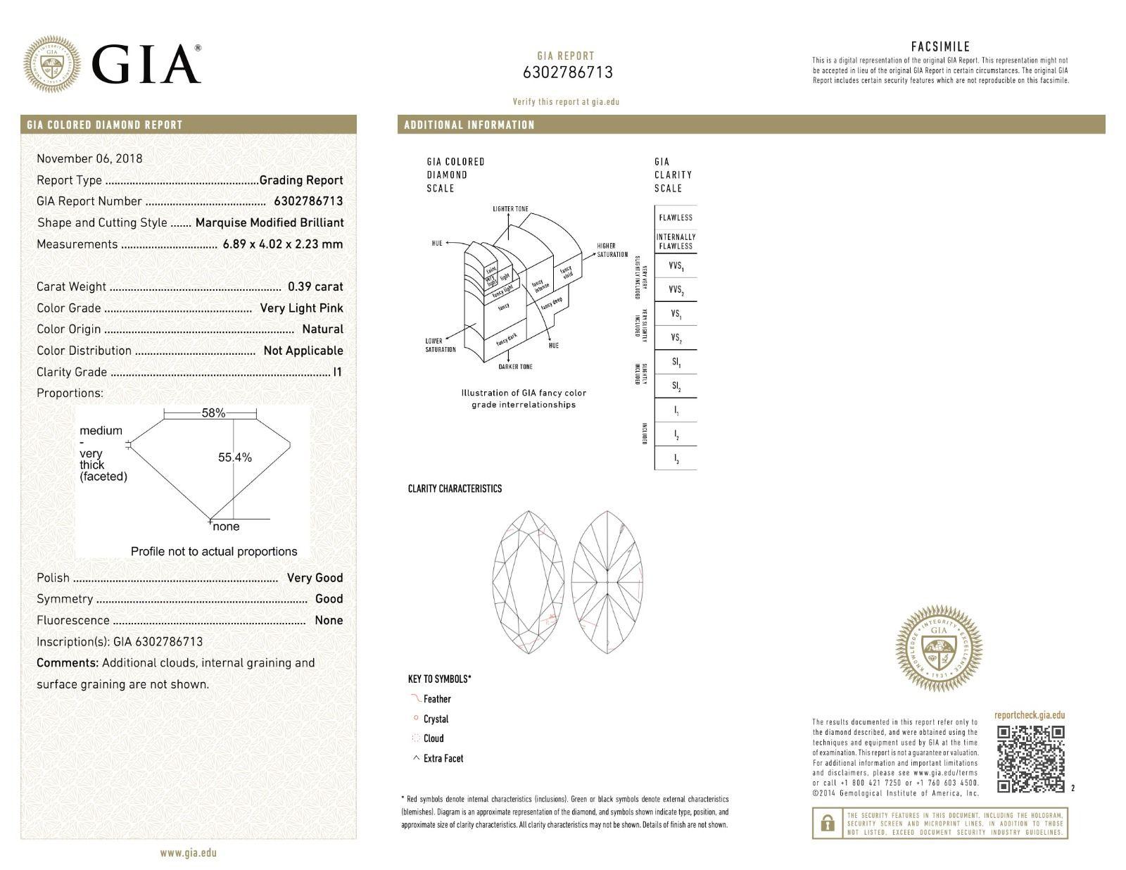 Bracelet en diamant rose très clair de 3,04 carats certifié GIA en vente 3