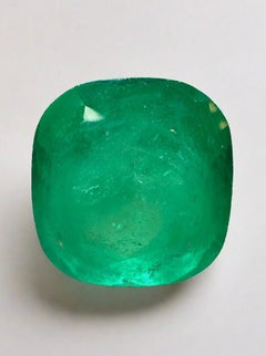 Smeraldo colombiano verde primaverile da 30,43 carati - Pietra di nascita di maggio con taglio a cuscino 19x18