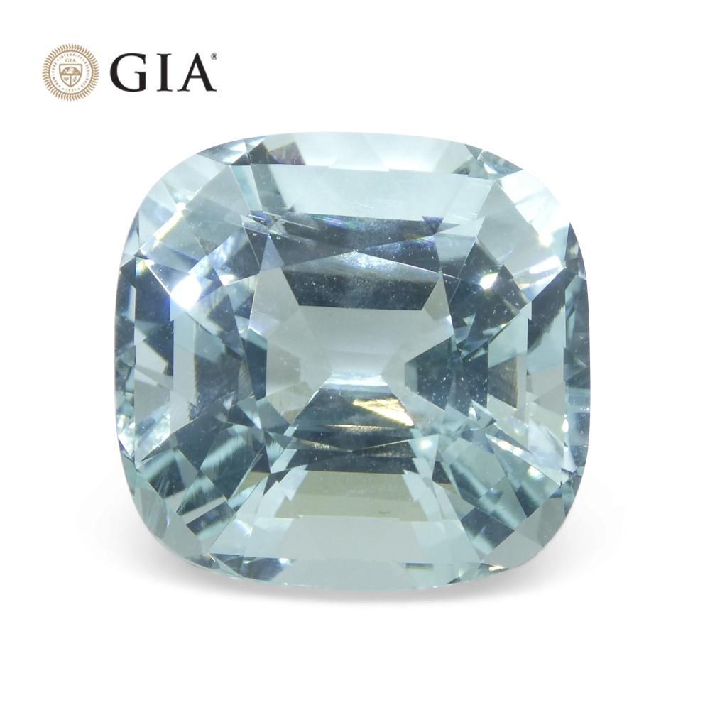 30.48 Carat Cushion Greenish Blue Aquamarine GIA Certified Unheated For Sale 5