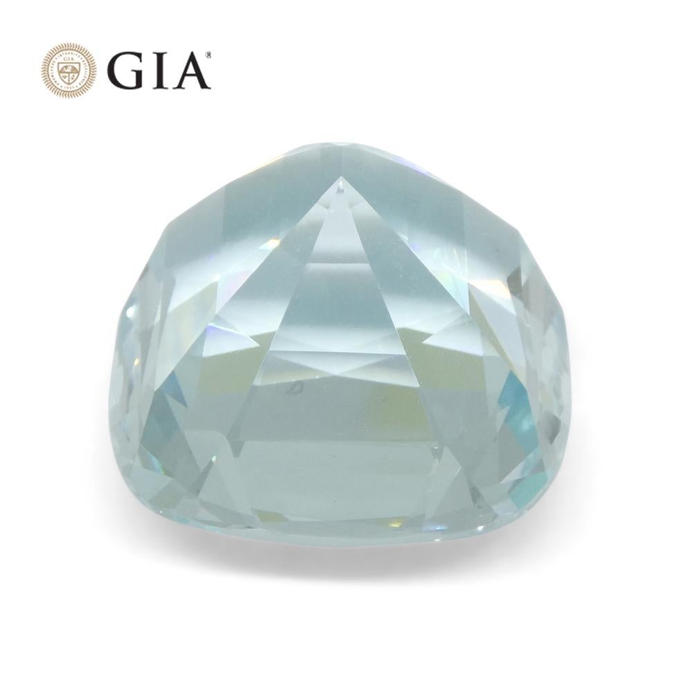 Cushion Cut 30.48 Carat Cushion Greenish Blue Aquamarine GIA Certified Unheated For Sale