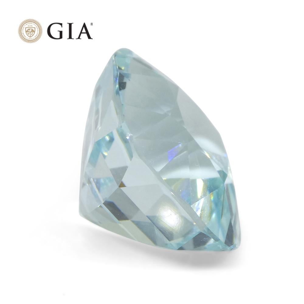 30.48 Carat Cushion Greenish Blue Aquamarine GIA Certified Unheated For Sale 1