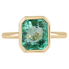 Anello di fidanzamento solitario con castone taglio smeraldo colombiano da 3,04 ct 18K Seafoam