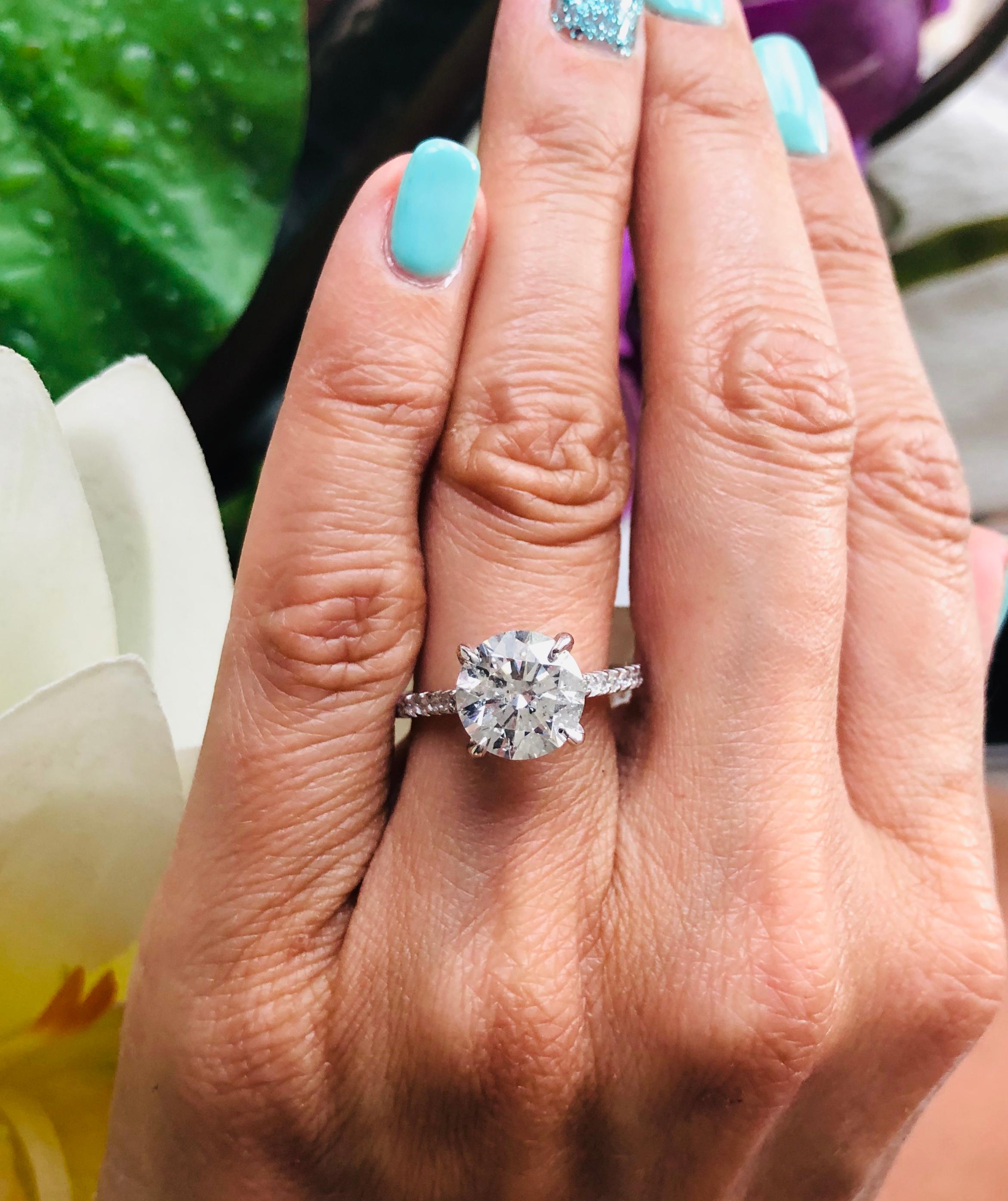 3.04 Carat Diamond Engagement Ring Platinum In New Condition In Miami, FL