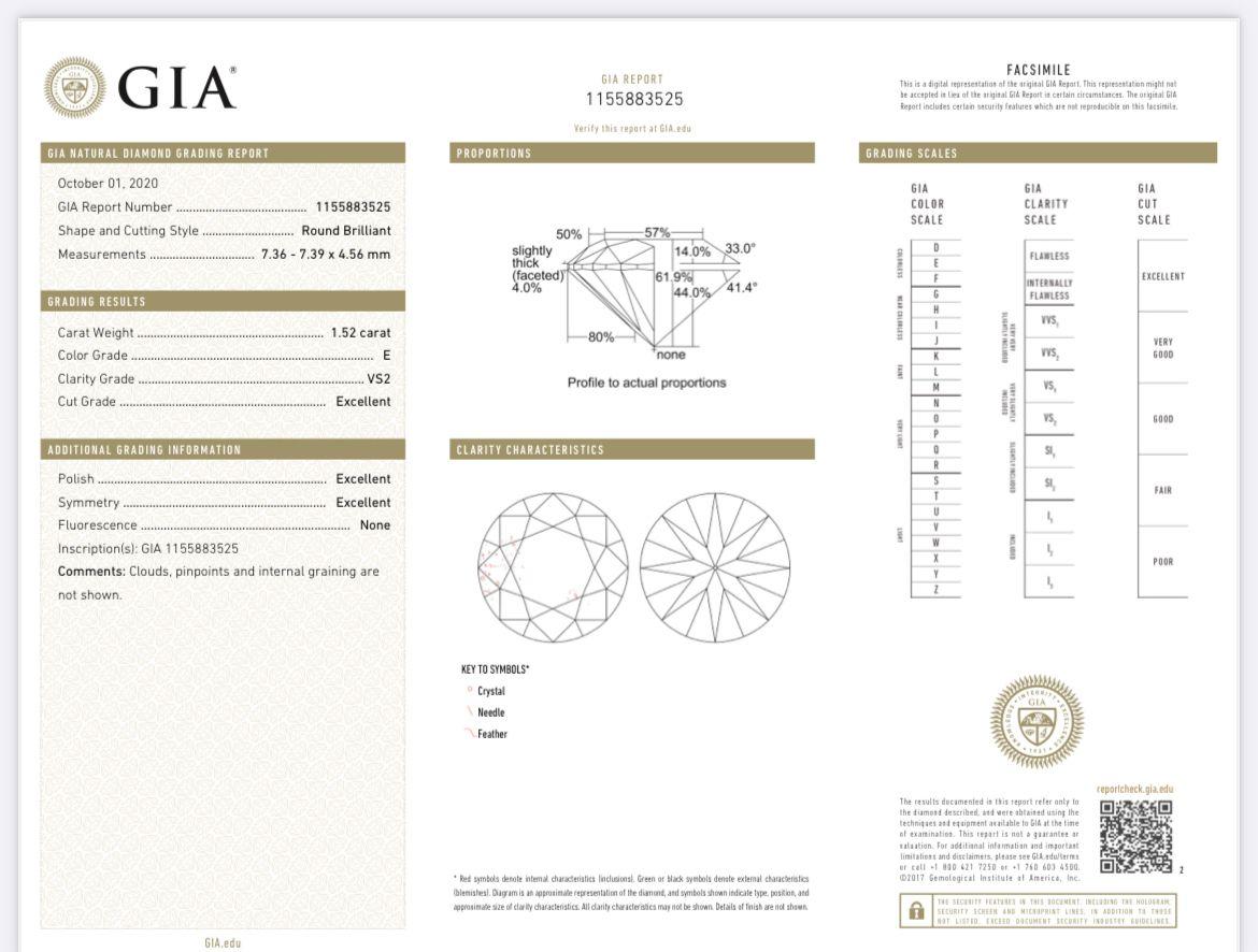 Clous d'oreilles en or à 4 griffes avec diamants ronds brillants naturels de 3,04 carats certifiés GIA Excellent état - En vente à Aventura, FL