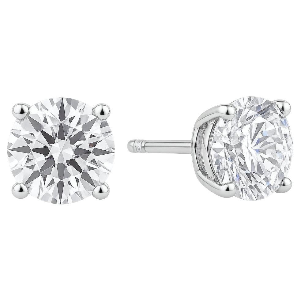 3,04ct Natürlicher runder Diamant Ohrstecker in Classic Platinfassung