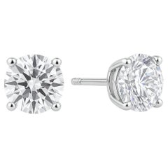 3.04ct Natural Round Diamond Stud Earrings Set in Classic Platinum Mountings