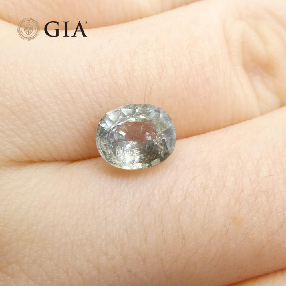 3.04ct Oval Greenish Blue Teal Sapphire GIA Certified Tanzania Unheated  For Sale 6