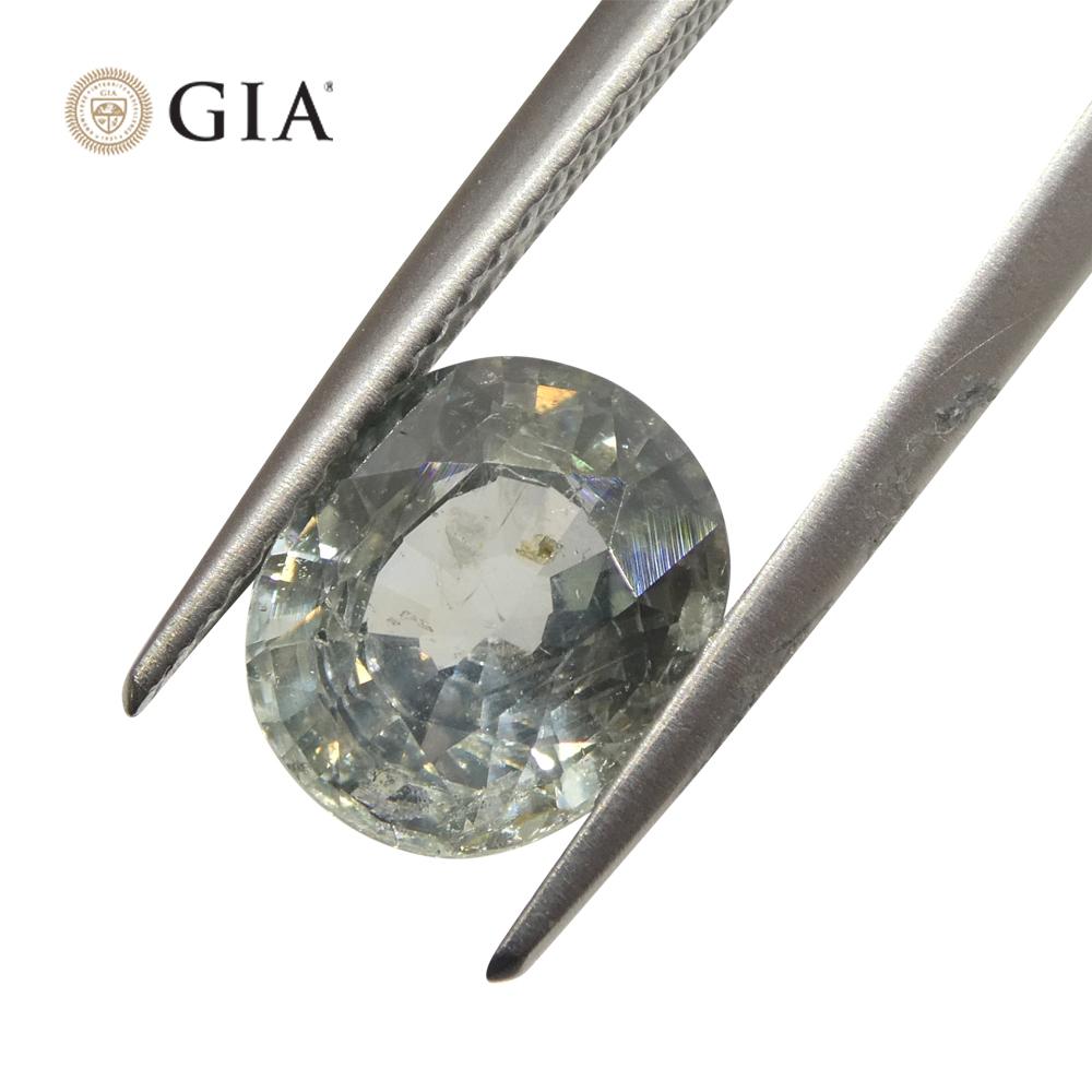 3.04ct Oval Greenish Blue Teal Sapphire GIA Certified Tanzania Unheated  For Sale 8