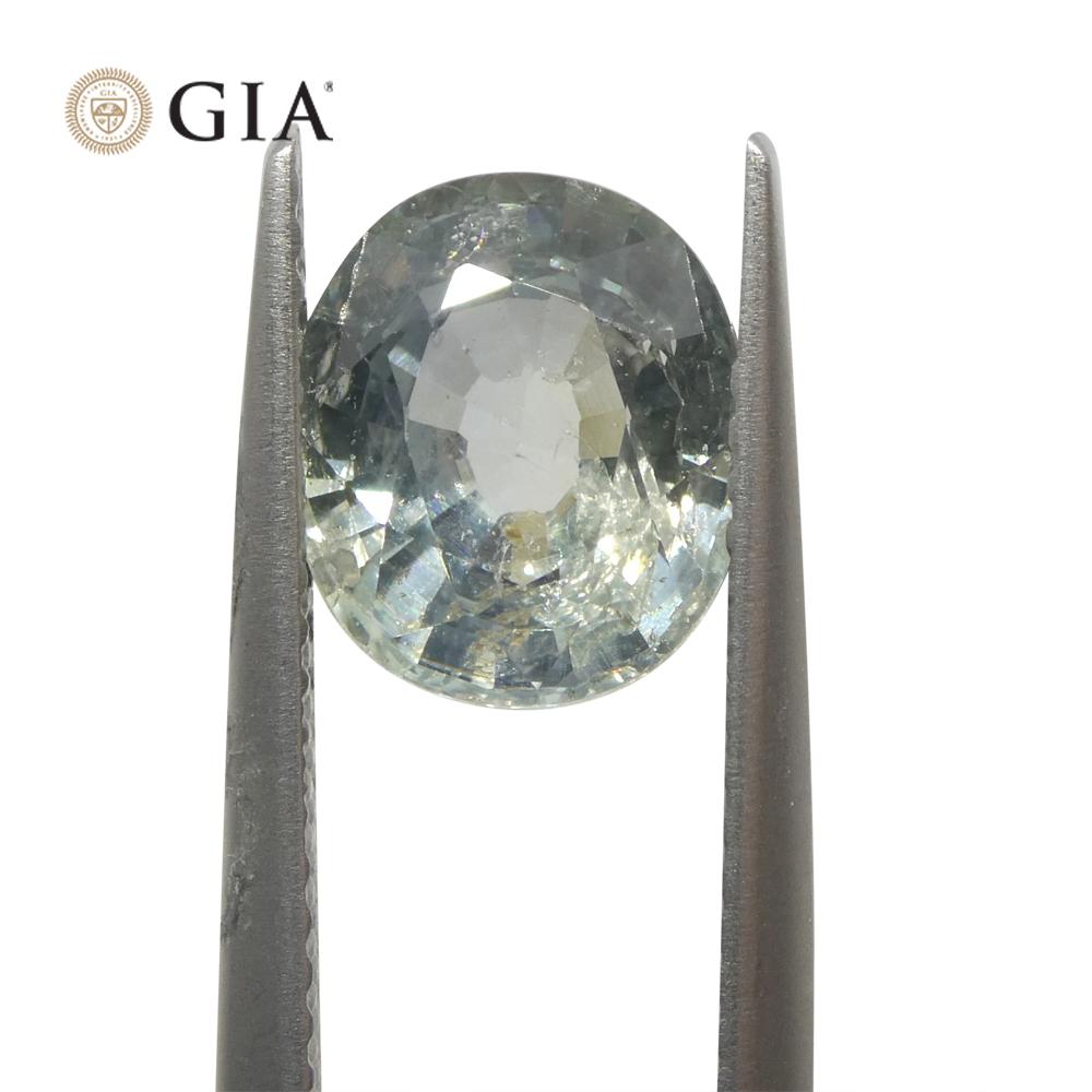 3.04ct Oval Greenish Blue Teal Sapphire GIA Certified Tanzania Unheated  In New Condition For Sale In Toronto, Ontario