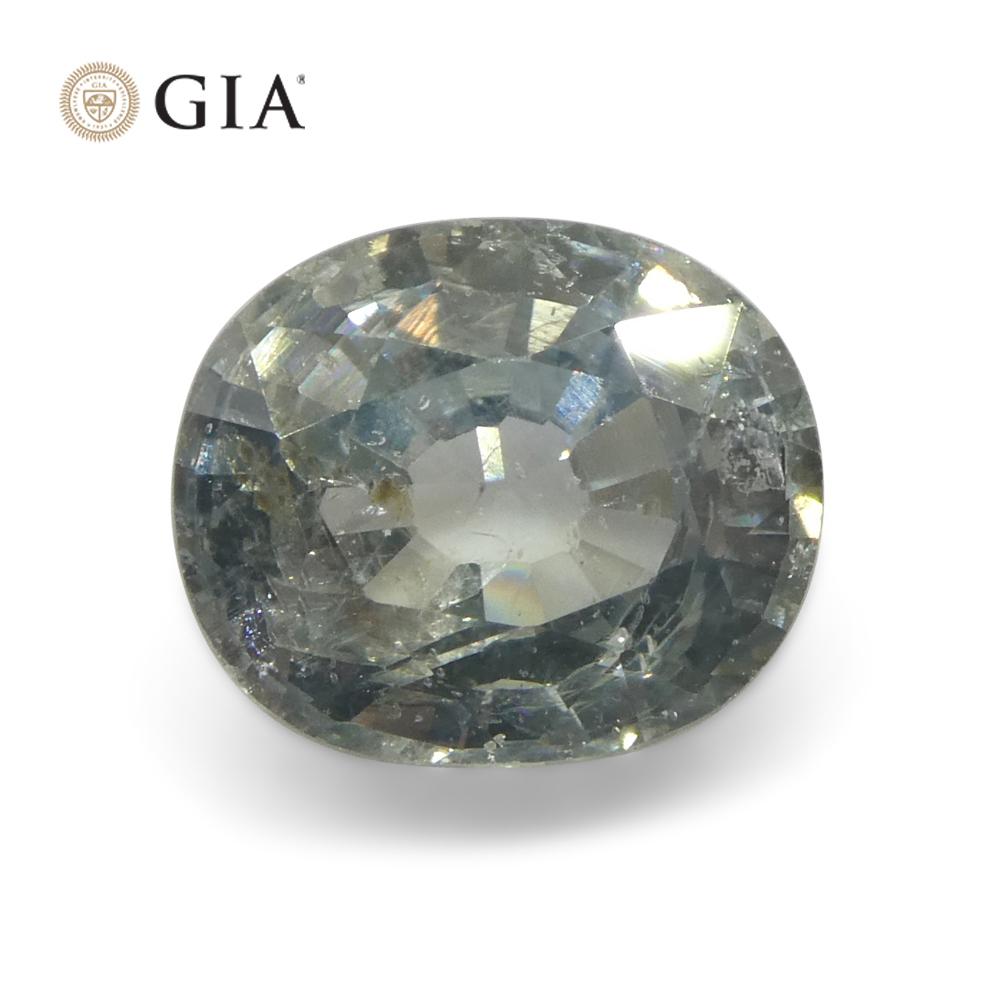 Women's or Men's 3.04ct Oval Greenish Blue Teal Sapphire GIA Certified Tanzania Unheated  For Sale