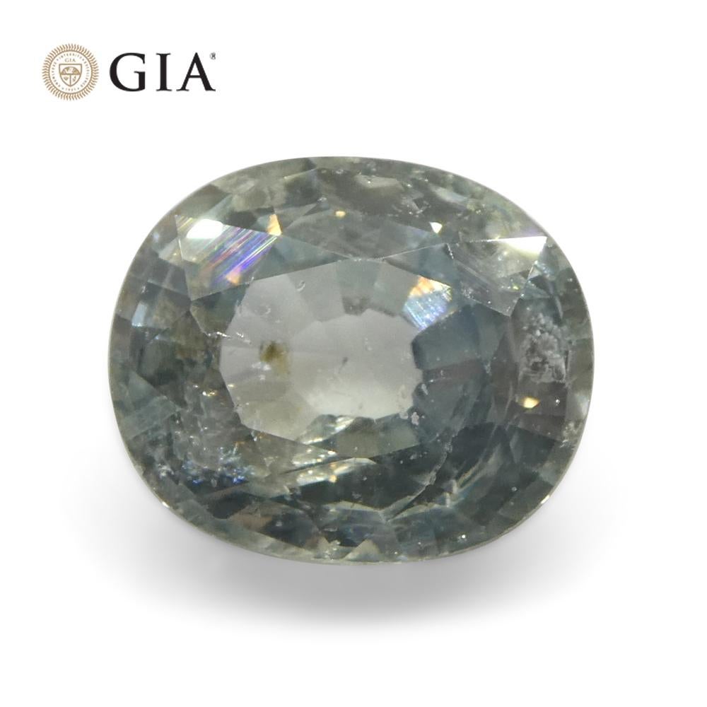 3.04ct Oval Greenish Blue Teal Sapphire GIA Certified Tanzania Unheated  For Sale 1