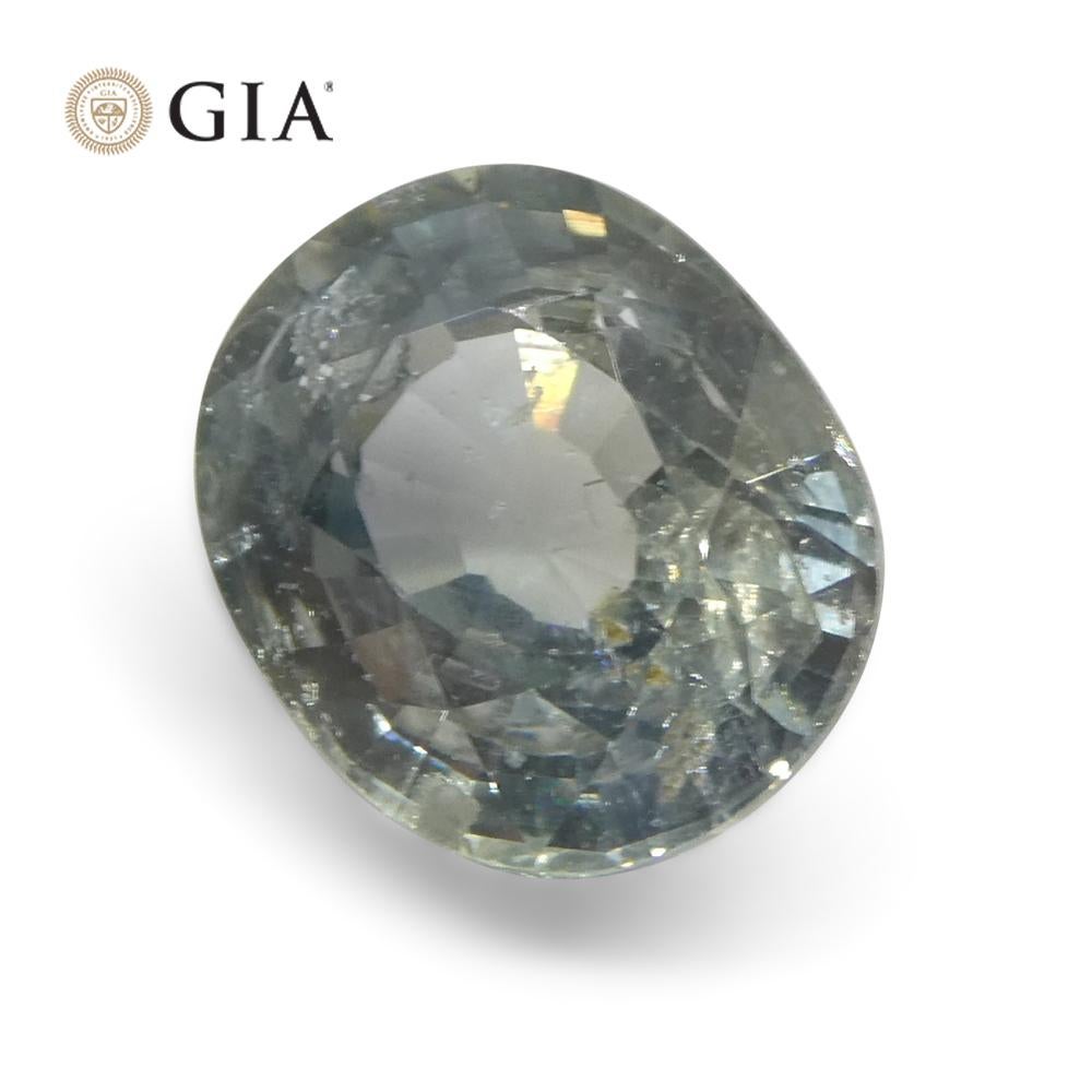 3.04ct Oval Greenish Blue Teal Sapphire GIA Certified Tanzania Unheated  For Sale 2