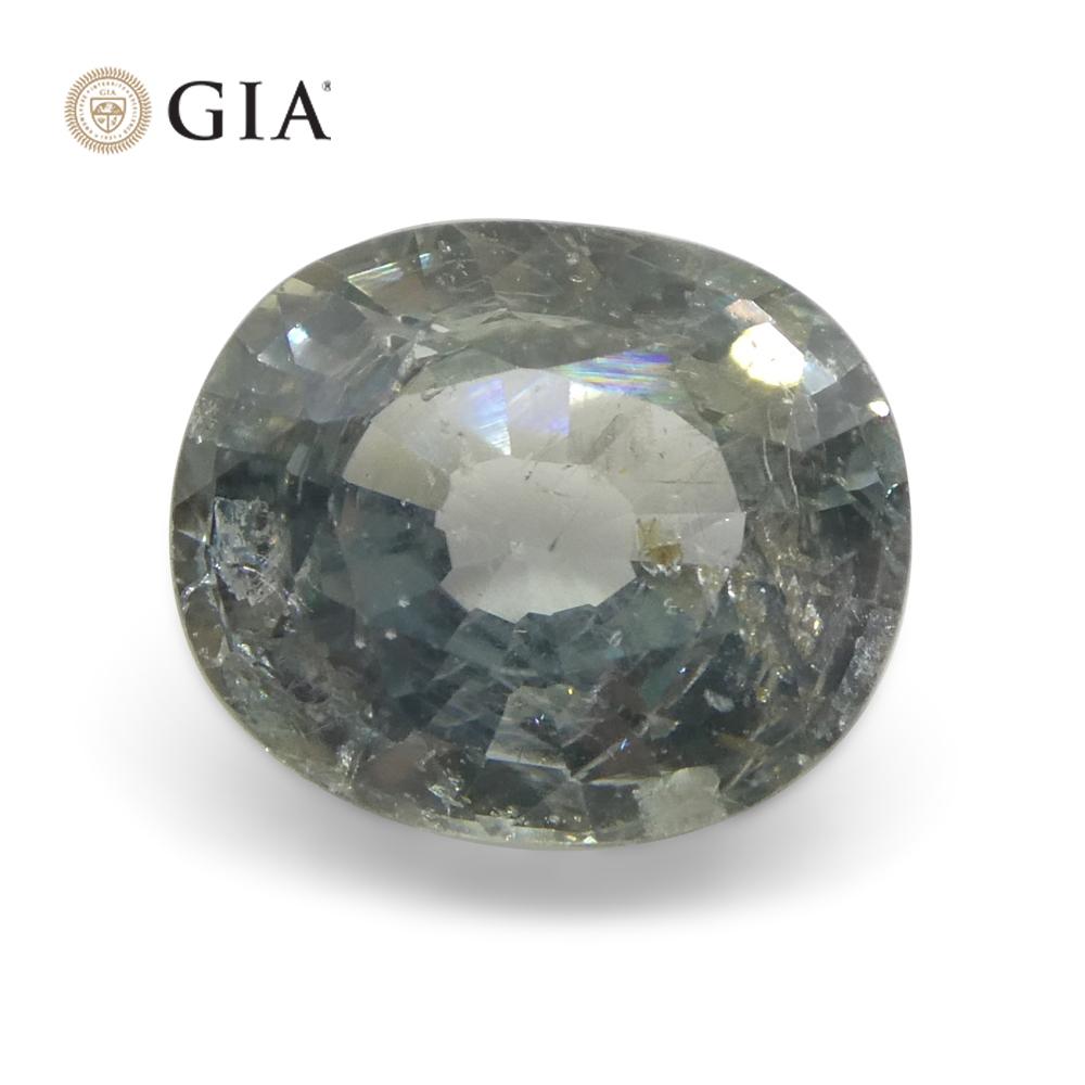 3.04ct Oval Greenish Blue Teal Sapphire GIA Certified Tanzania Unheated  For Sale 3