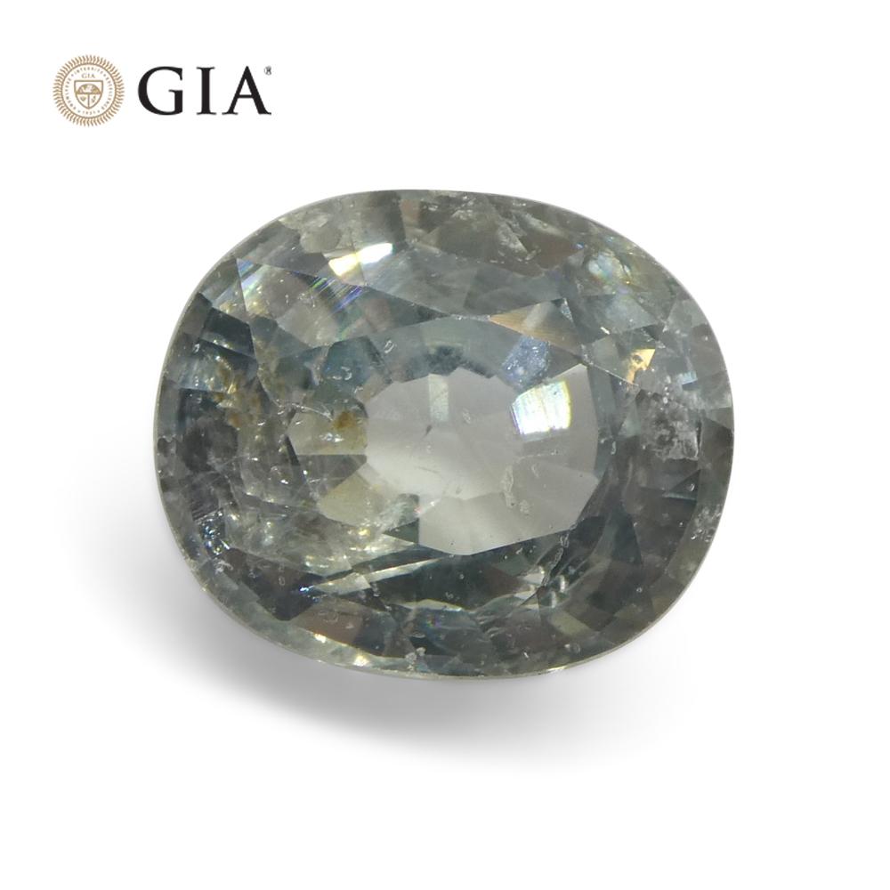 3.04ct Oval Greenish Blue Teal Sapphire GIA Certified Tanzania Unheated  For Sale 4