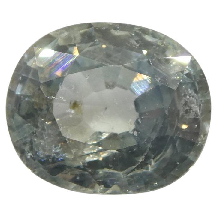 3.04ct Oval Greenish Blue Teal Sapphire GIA Certified Tanzania Unheated  For Sale