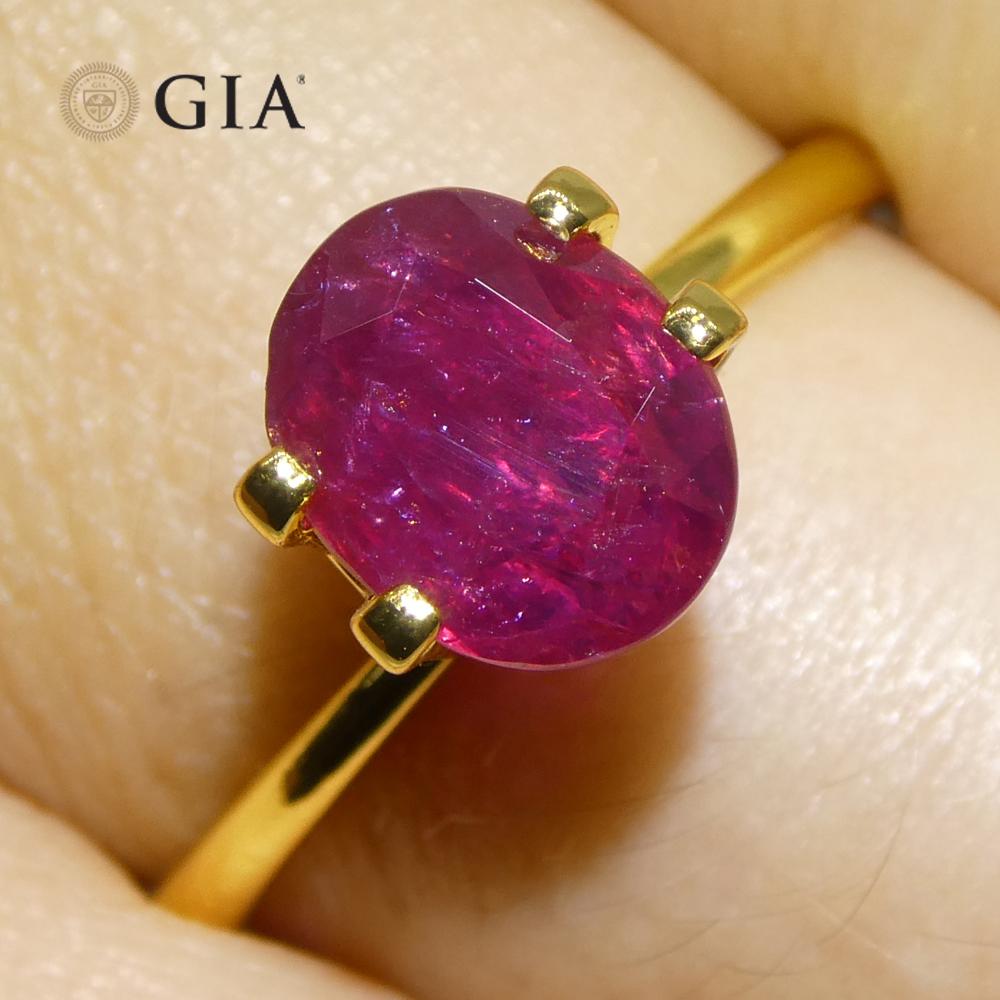 Rubino ovale rosso violaceo 3,04ct GIA certificato Afghanistan non riscaldato in vendita 9