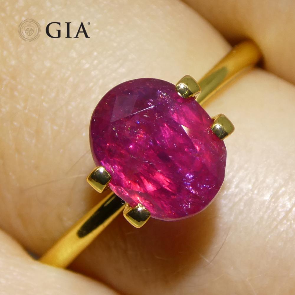 Taglio ovale Rubino ovale rosso violaceo 3,04ct GIA certificato Afghanistan non riscaldato in vendita