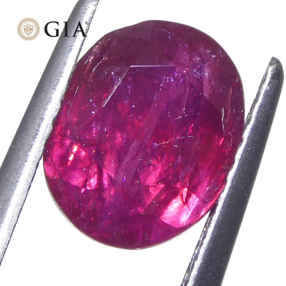 da uomo o donna Rubino ovale rosso violaceo 3,04ct GIA certificato Afghanistan non riscaldato in vendita