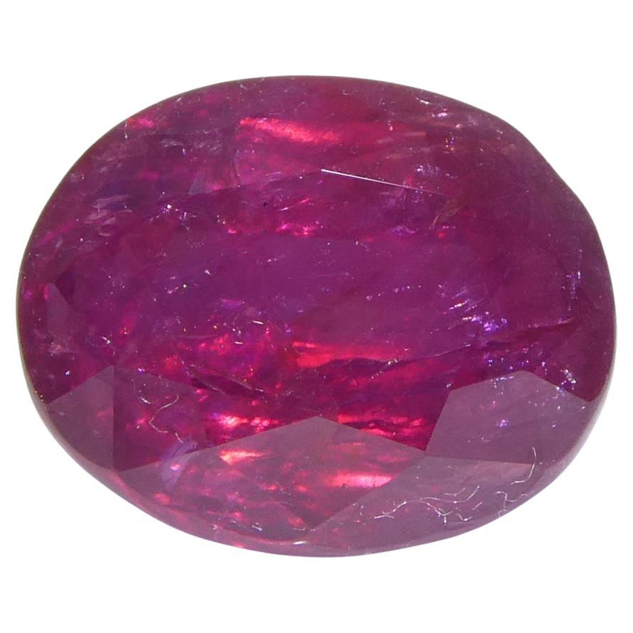 Rubino ovale rosso violaceo 3,04ct GIA certificato Afghanistan non riscaldato