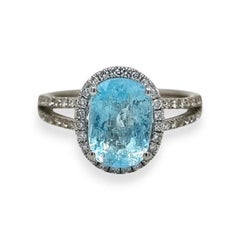 3.04ct Vivid Neon Copper-Bearing Blue-Green Paraiba Tourmaline Ring 18K WG