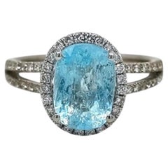 3.04ct Vivid Neon Copper-Bearing Blue-Green Paraiba Tourmaline Ring 18K WG