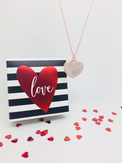 3.05 Carat Cubic Zirconia Rose Gold Plated Pavé Set Curved Heart Shaped Pendant