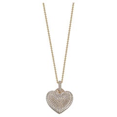 3.05 Carat Cubic Zirconia Yellow Gold Plated Pavé Set Curved Heart Shape Pendant