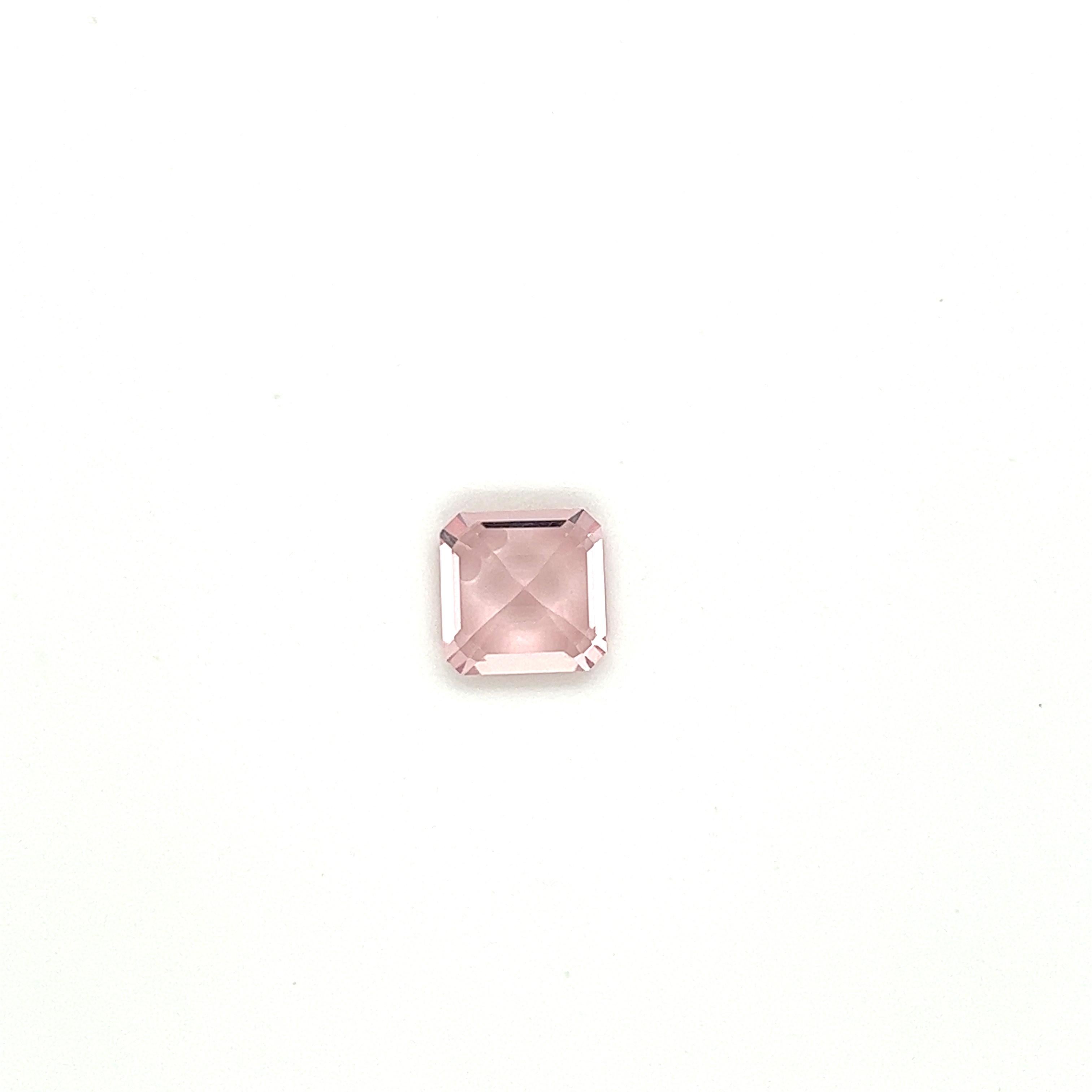 Asscher Cut 3.05 Carat AAA Natural Pink Morganite Asher Cut Shape Loose Gemstone Jewelry For Sale