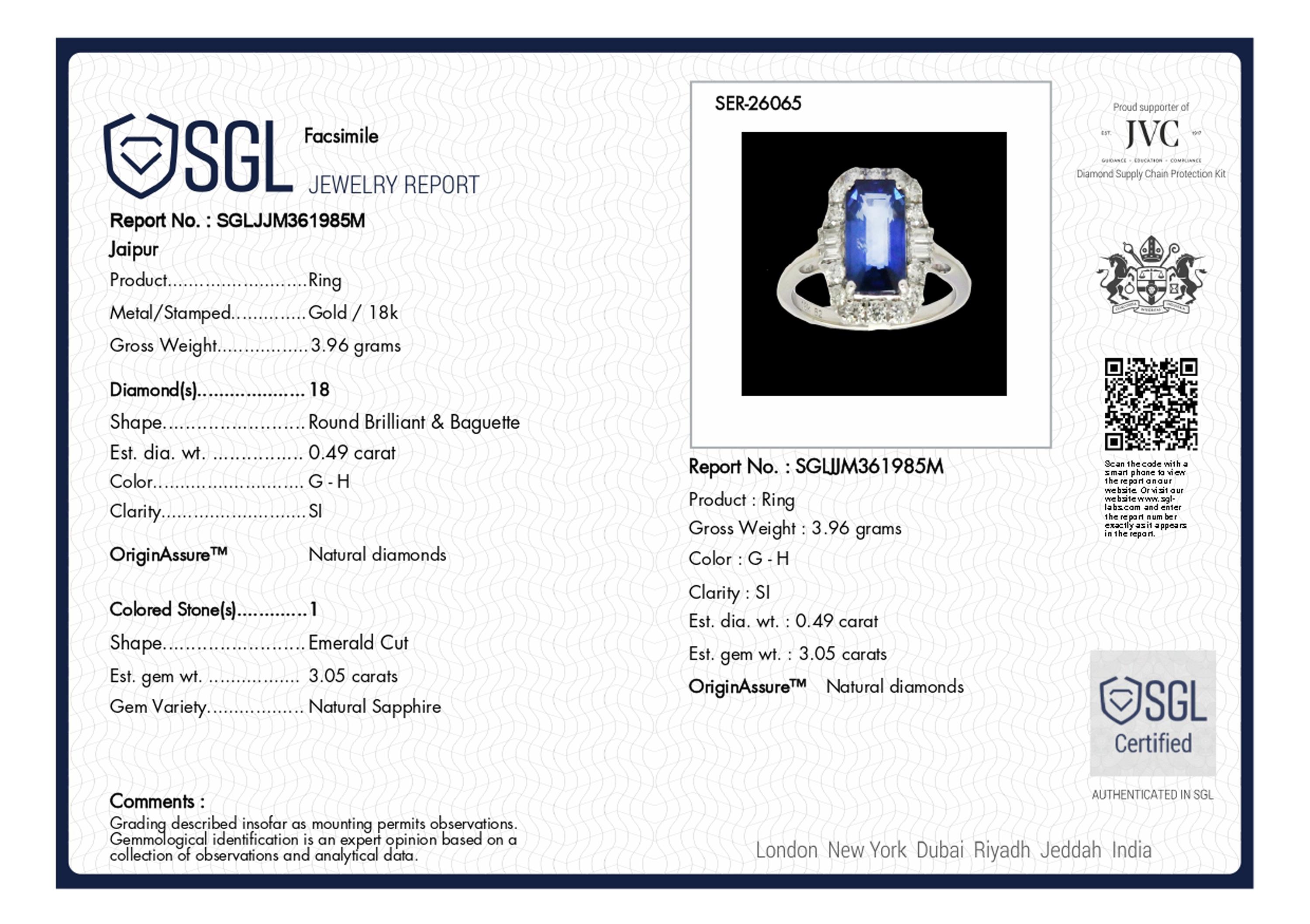 3,05 Karat Blauer Saphir Cocktail Ring 0,49 Ct SI/H Diamant 18 Karat Weißgold Damen im Angebot