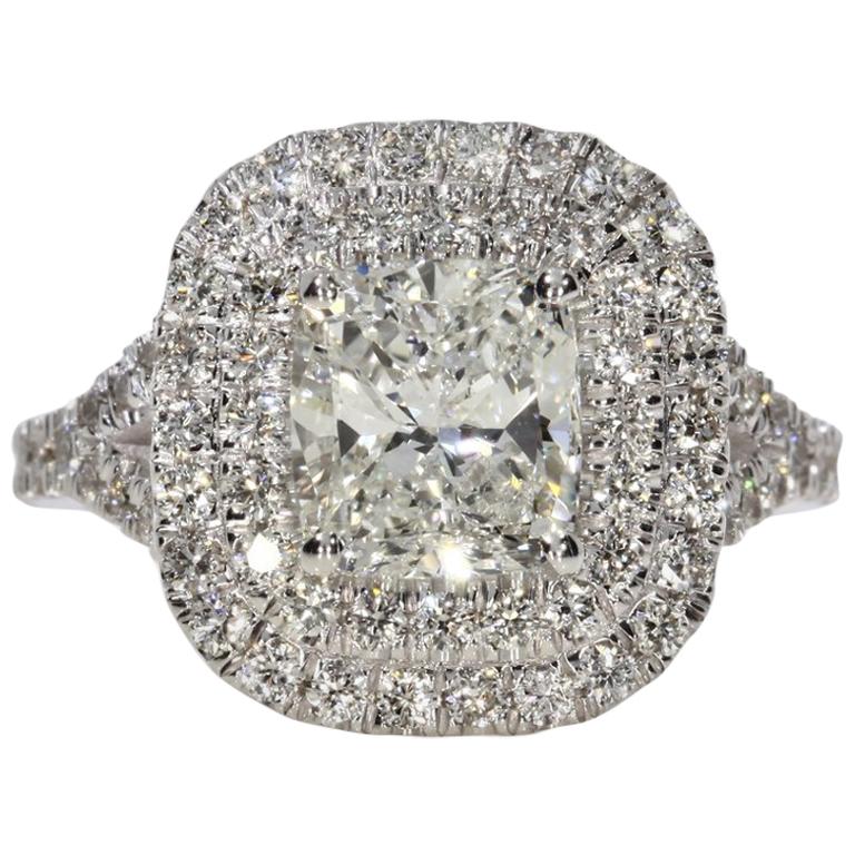 3.05 Carat Cushion Cut Diamond Engagement Ring For Sale
