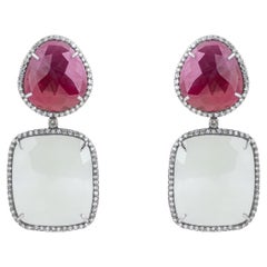 30.5 Carat Diamond and Mix Stones Drop Earrings