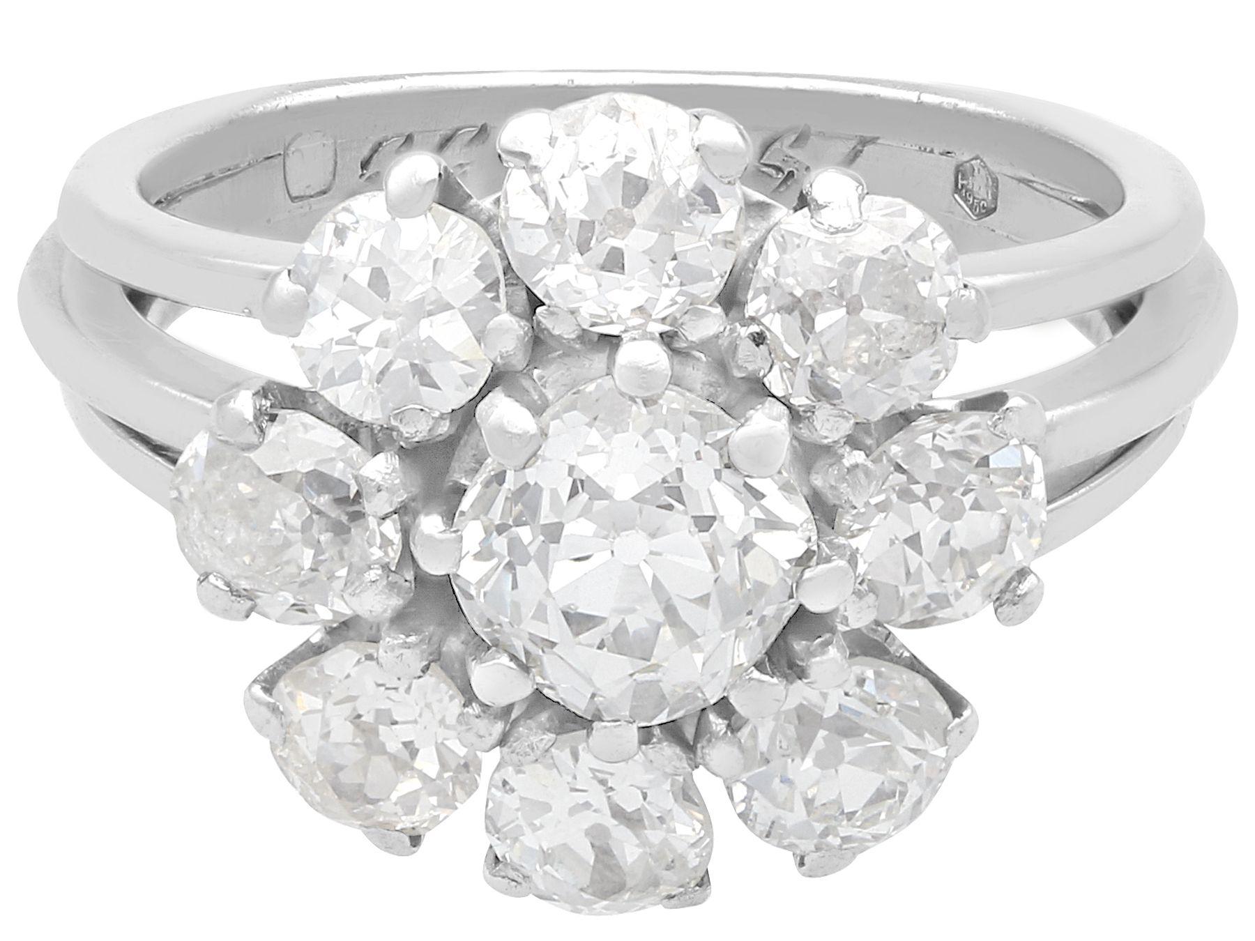 Round Cut 3.05 Carat Diamond and Palladium Engagement Ring For Sale