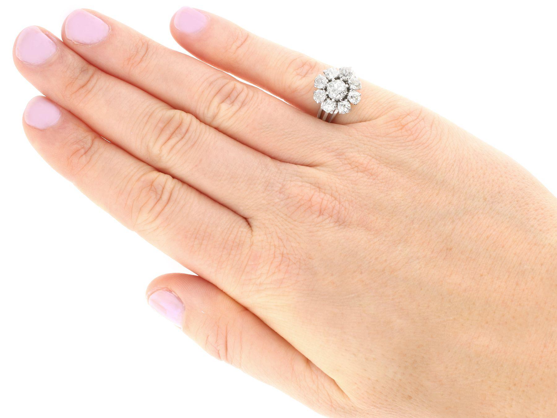 Round Cut 3.05 Carat Diamond and Palladium Engagement Ring For Sale