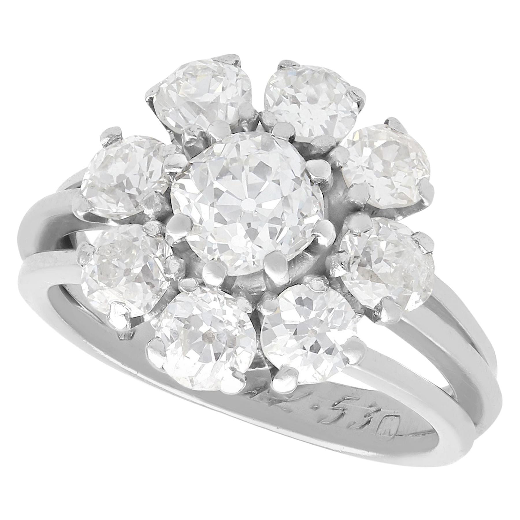 Bague en grappe de diamants et palladiums de 3,05 carats en vente