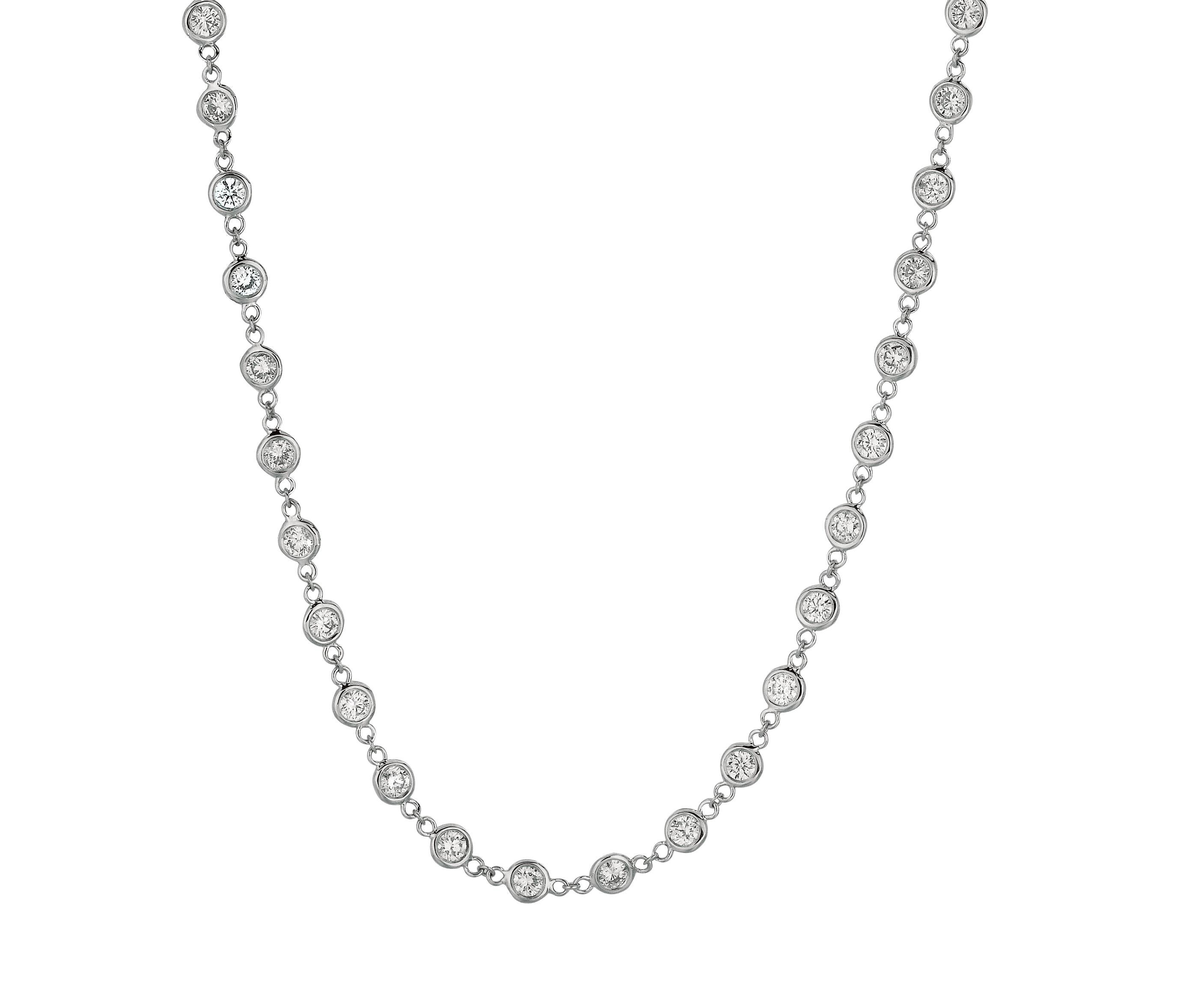 
3.05 Carat Diamond by the Yard Necklace G SI 14K White Gold 18 inches 62 stones 5 pointers

    100% Natural Diamonds, Not Enhanced in any way Round Cut Diamond by the Yard Necklace  
    3.05CT
    Color  G-H 
    Clarity SI  
    14K White Gold,