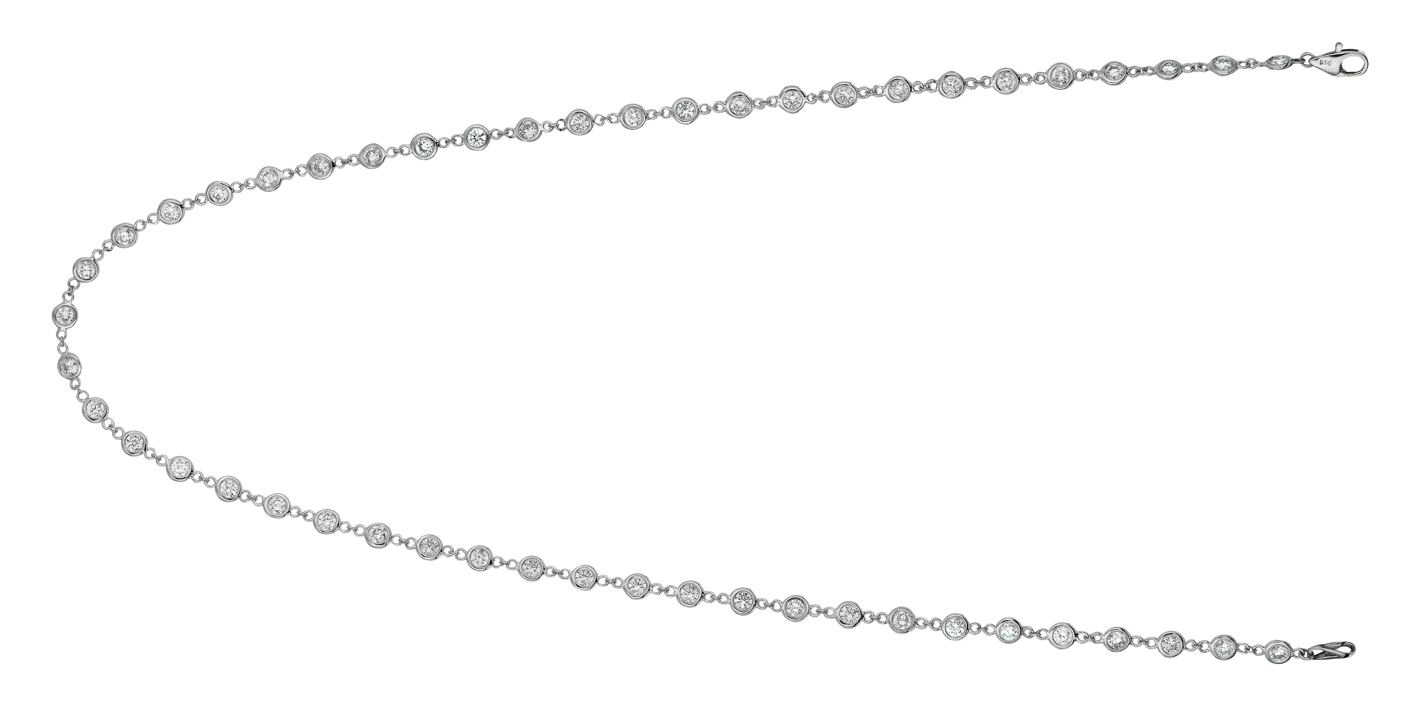 Contemporain Collier en or blanc 14 carats à 5 pointes avec diamants de 3,05 carats G SI en vente