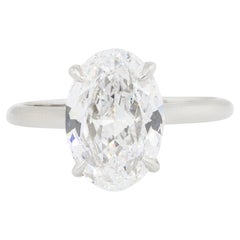 3.05 Carat Diamond Oval GIA Certified Engagement Ring Platinum in Stock