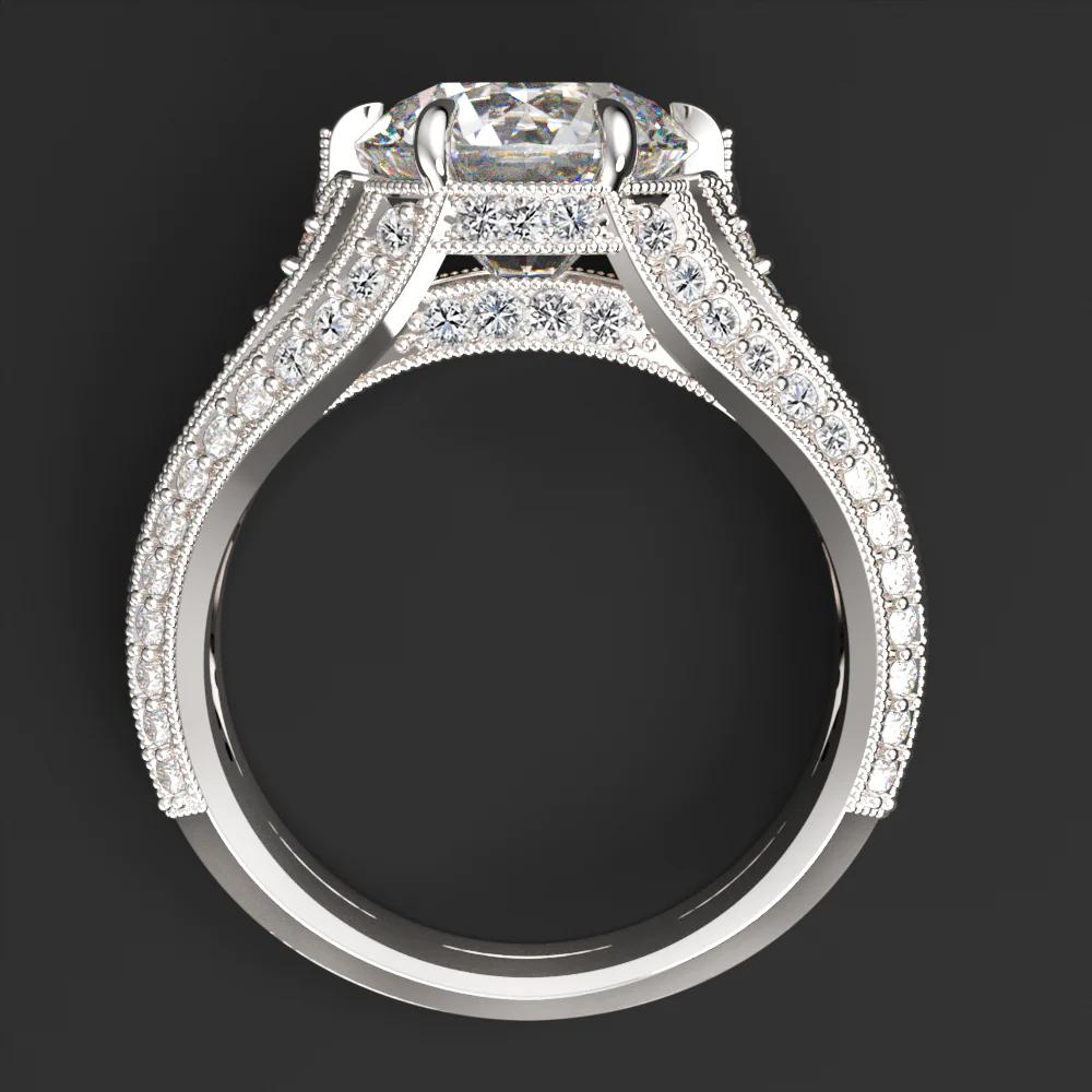 Art Deco GIA Certified 3.01 Carat Round Cut Diamond Solitaire Ring in 14K White Gold For Sale