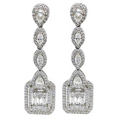 3.05 Carat Diamond White Gold Earrings