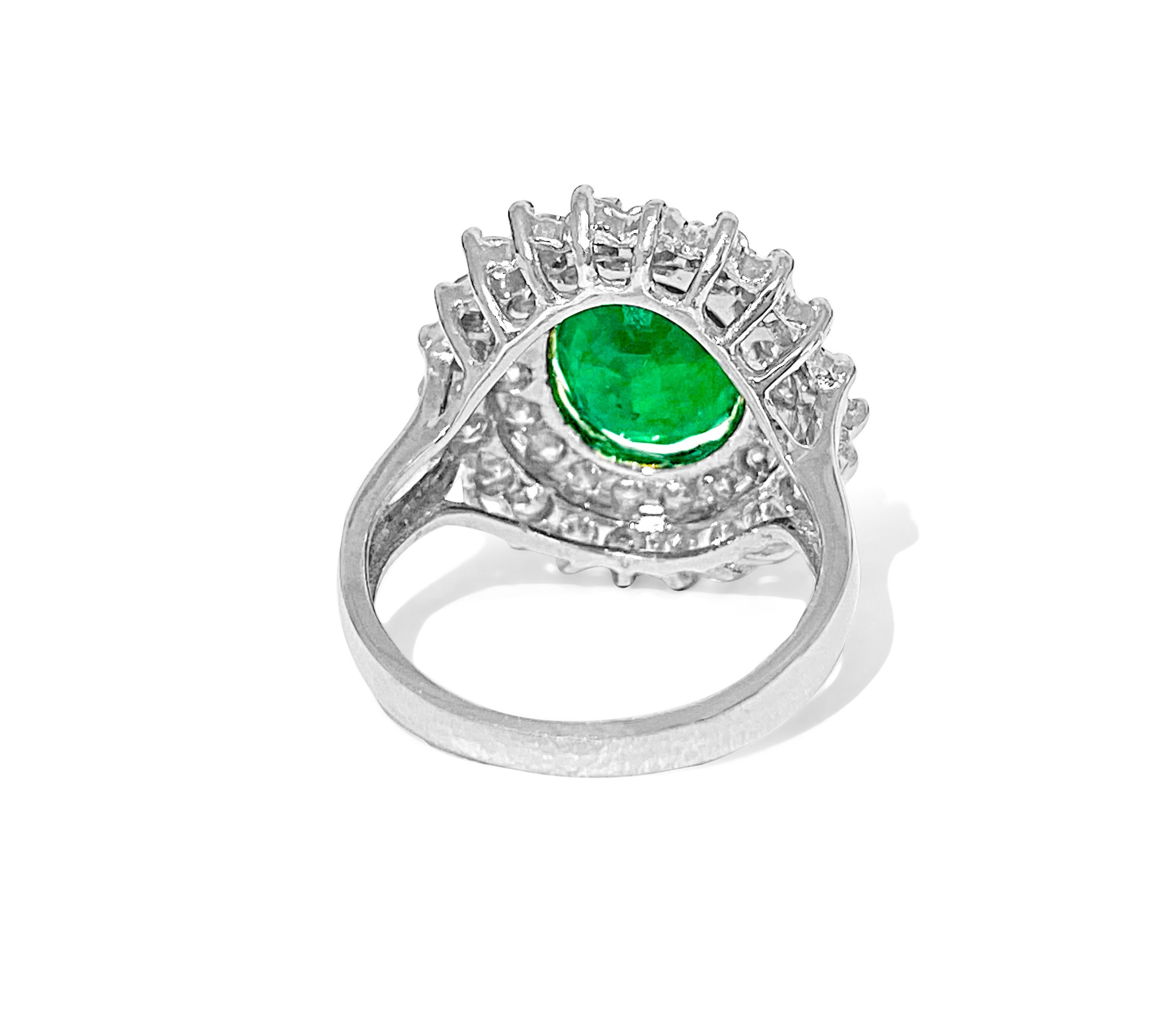 Modern 3.05 Carat Emerald and Diamond Cocktail Ring For Sale