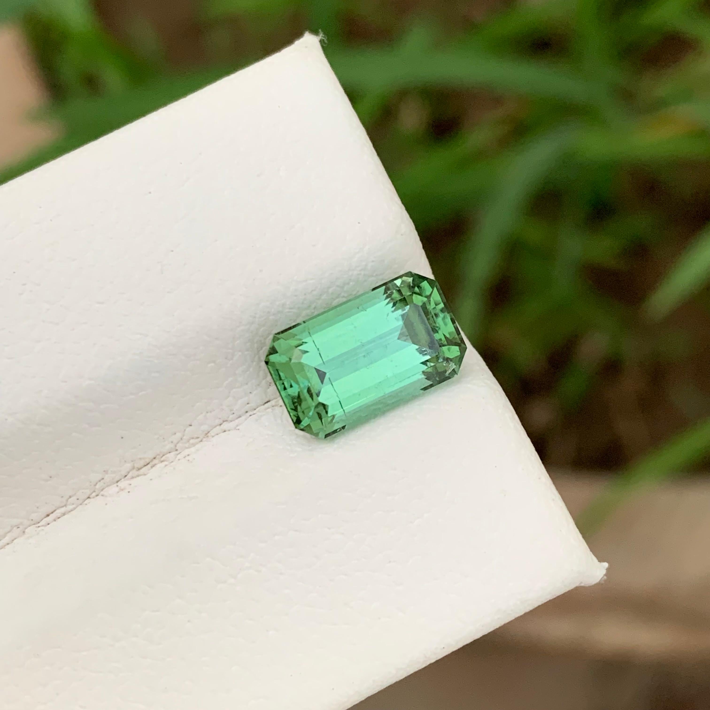 Loose Tourmaline 
Weight: 3.05 Carats 
Dimension: 10.3x6.3x5.4 Mm
Origin: Kunar Afghanistan
Shape: Emerald 
Color: Green 
Treatment: Non
Certificate: On Customer Demand 
Tourmaline is a fascinating gemstone known for its remarkable diversity in