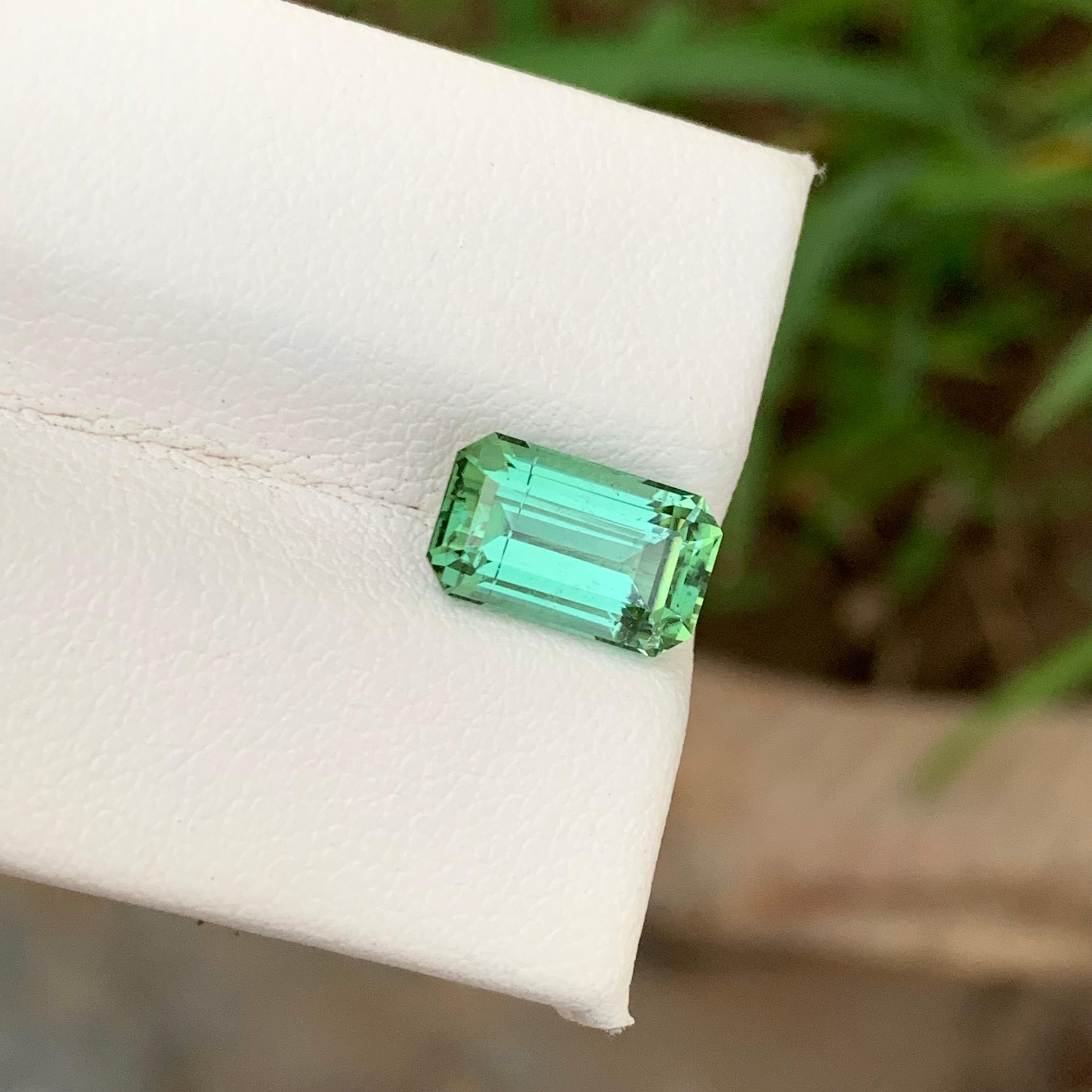 3.05 Carat Emerald Cut Natural Loose Open Green Loose Tourmaline Ring Gemstone  For Sale 1