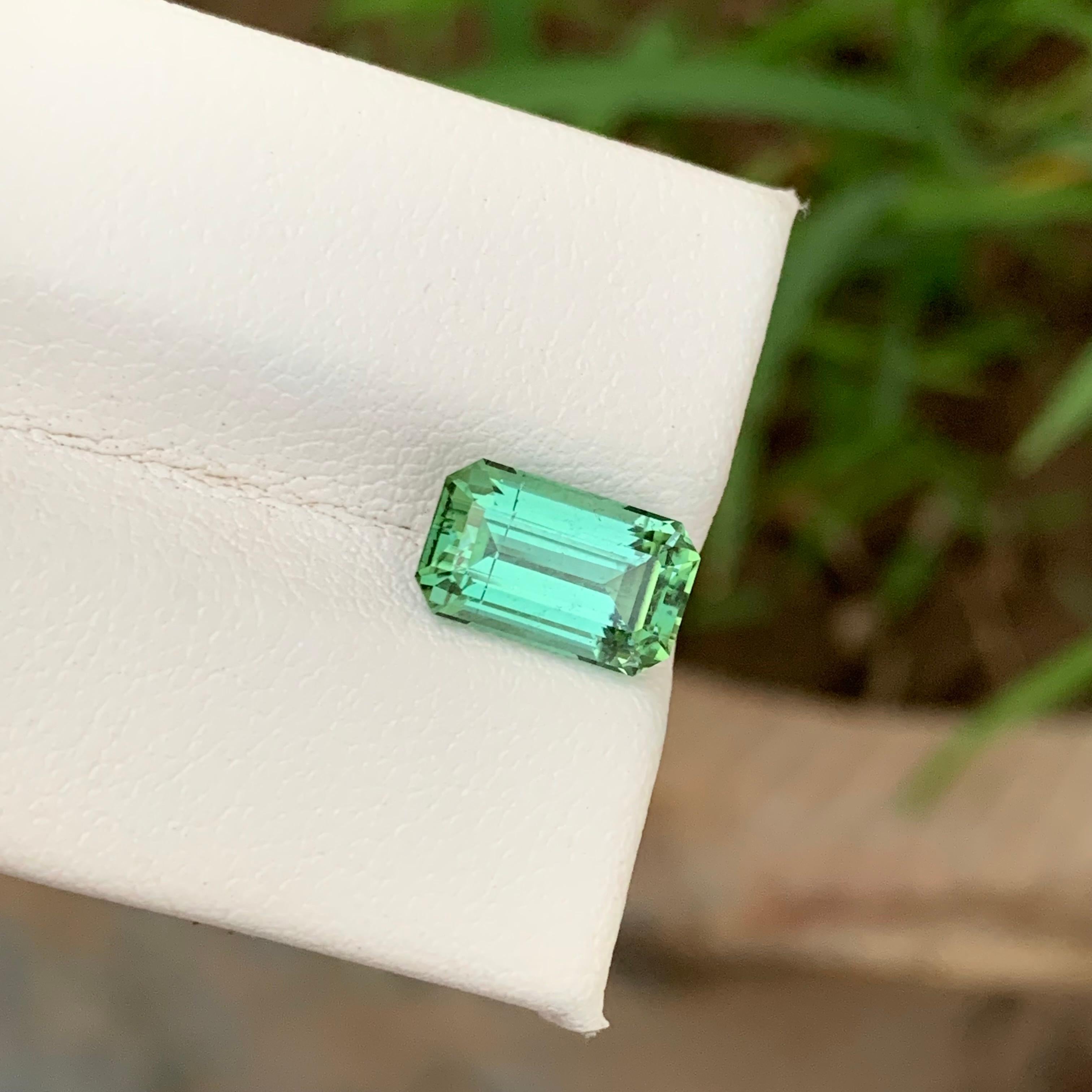 3.05 Carat Emerald Cut Natural Loose Open Green Loose Tourmaline Ring Gemstone  For Sale 2