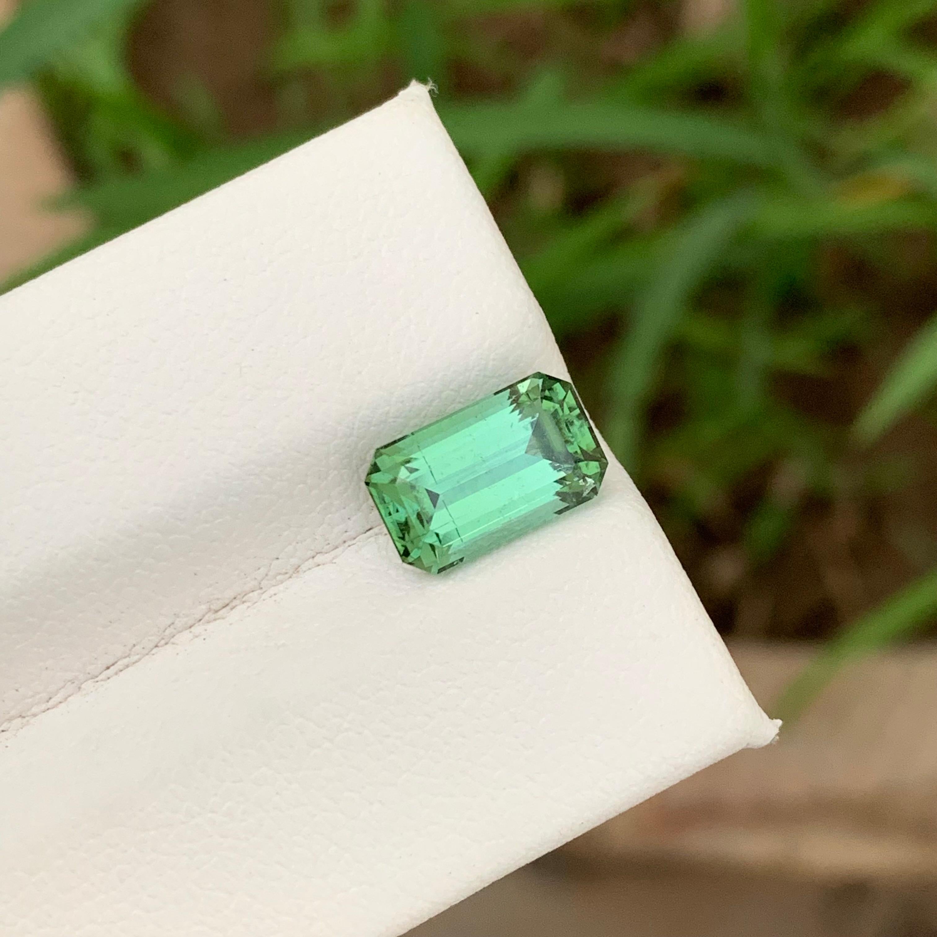 3.05 Carat Emerald Cut Natural Loose Open Green Loose Tourmaline Ring Gemstone  For Sale 3