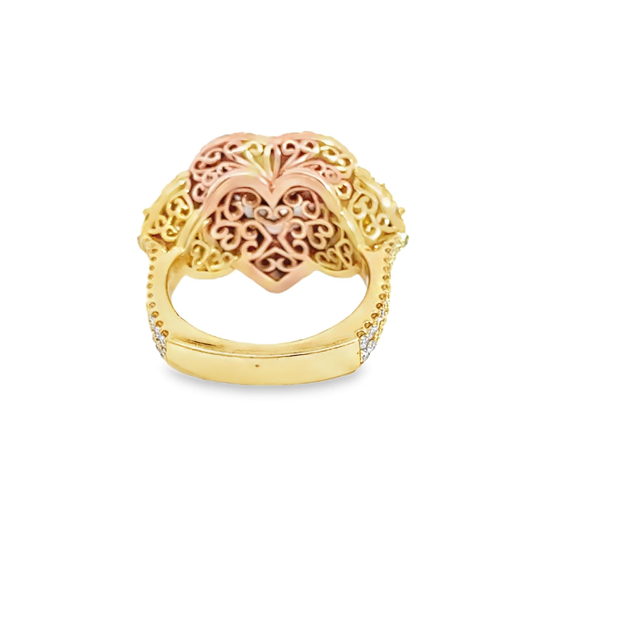 Anillo de diamantes en forma de corazón marrón fantasía de 3,05 quilates en Nuevo estado para la venta en Los Angeles, CA