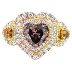 3,05 Karat Fancy Brown Herzförmiger Diamantring