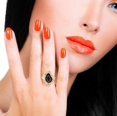 3.05 Carat Geode Agate Diamond 18 Karat Cocktail Ring