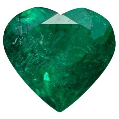 3.05 Carat Heart-Cut Colombian Emerald  Vivid Muzo Green Loose Gemstone
