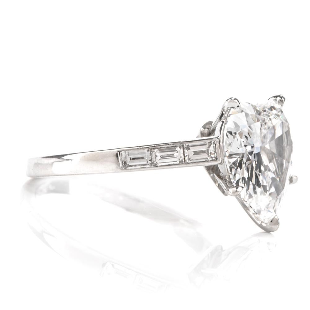 Heart Cut 3.05 Carat Heart Shaped GIA Diamond Platinum Engagement Ring